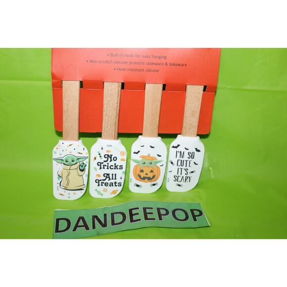 Rae Dunn Halloween 4 Piece Disney Star Wars Mandalorian Mini Spatulas Utensils - Picture 2 of 3